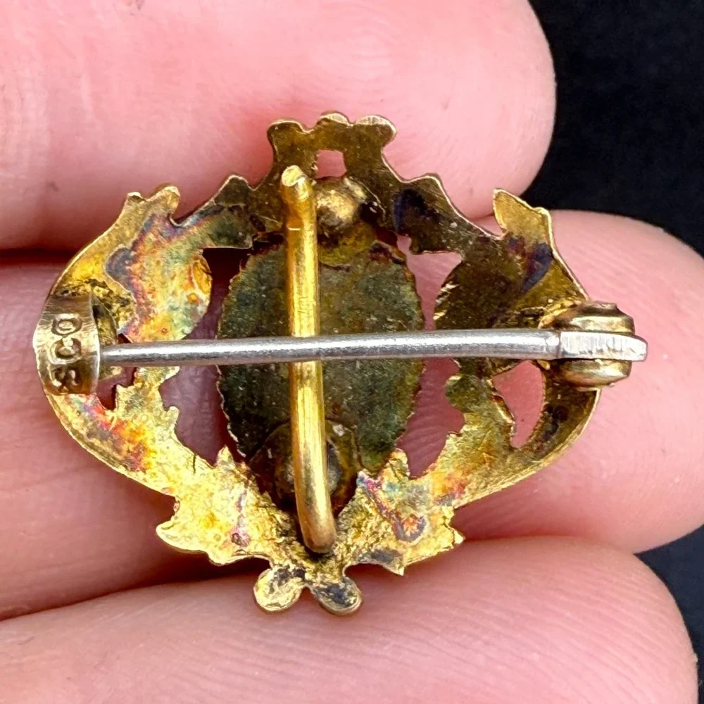 Vintage Gold Filled Watch Fob Brooch Engraved ‎ Monogram 